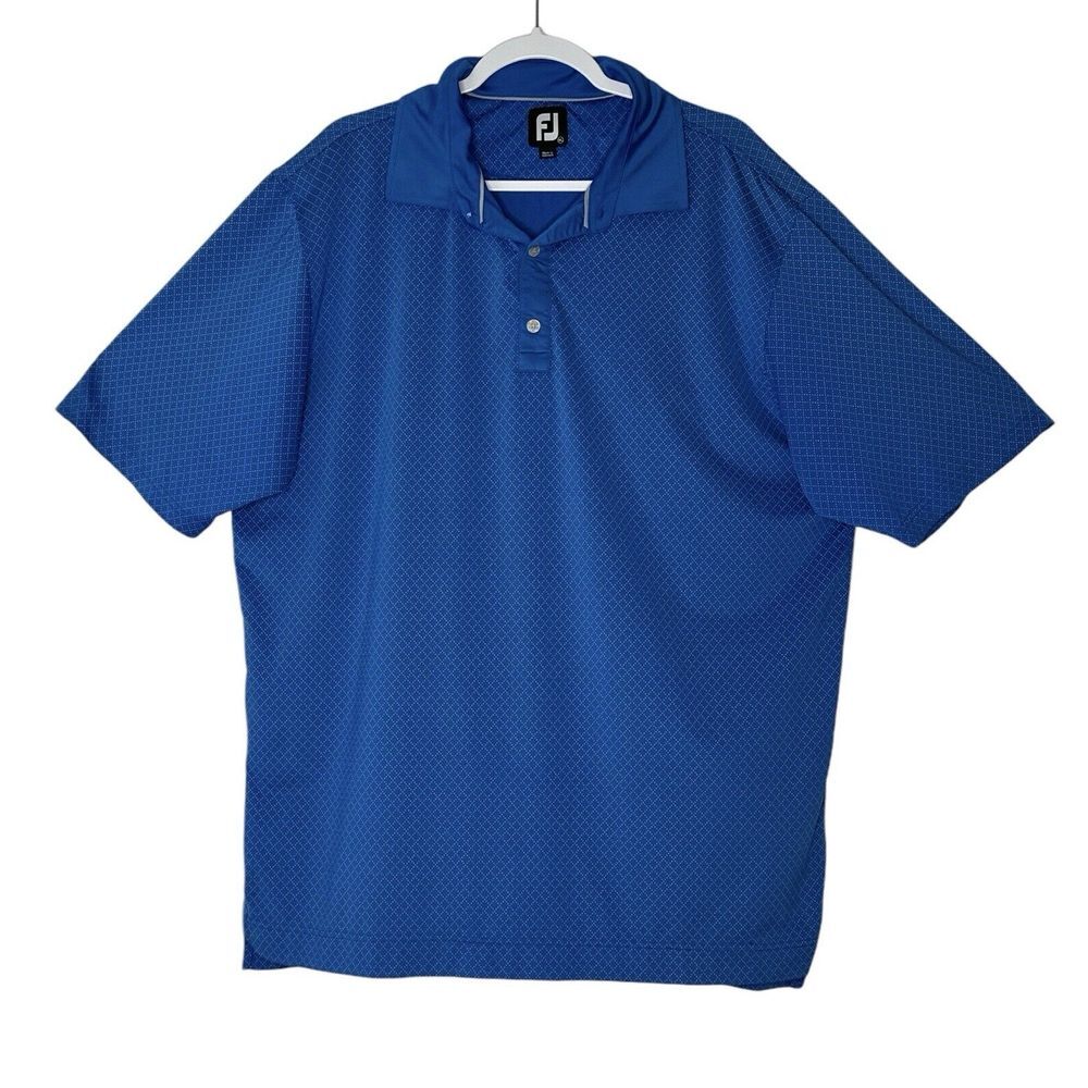 FootJoy FJ Golf Polo Shirt Men Size XL Blue Stretch Short Sleeve Tennis Top
